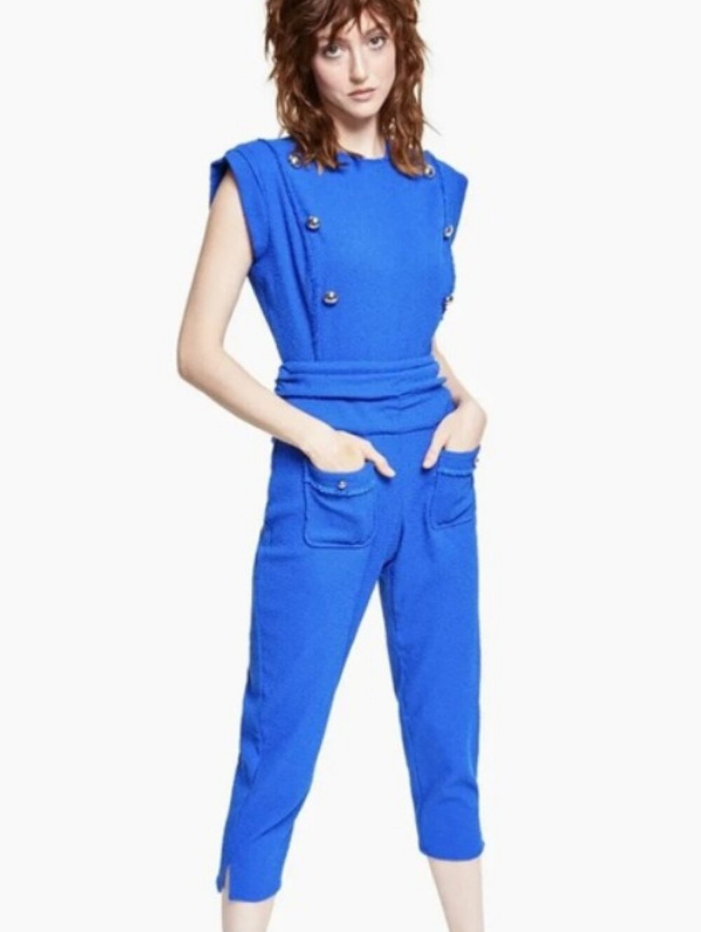 INC International Concepts Jumpsuit Sz 4 Cobalt Blue